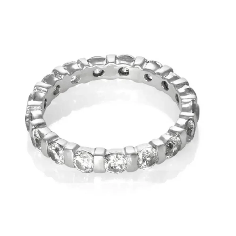 2 Ct. Round Sim Diamond & Bar Link Eternity Band Ring Sz 8~925SS